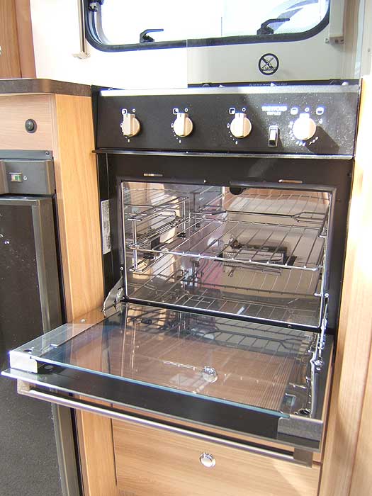 An interior view of the grill and oven.